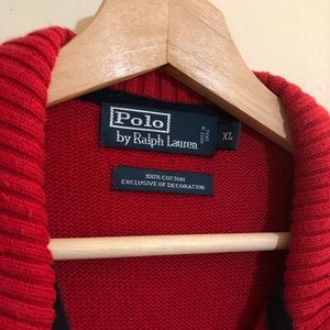 Red polo sweater